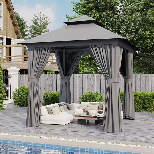 Grey outdoor gazebo for patio - gazebo,