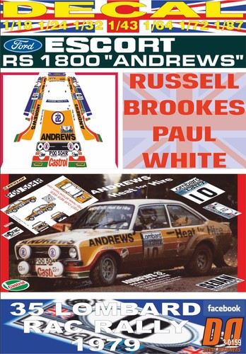 Decal ford escort 1800 - decal, rs