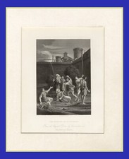 LAPIDAZIONE DI S. STEFANO, di DOMENICHINO , incisione,1850, passepartout gratis