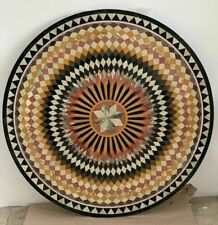 Tavolino da pranzo rotondo in marmo verde etnico 60" design geometrico tavolino da caffè