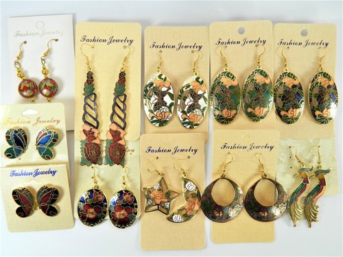 Orecchini cloisonne rame - orecchini,