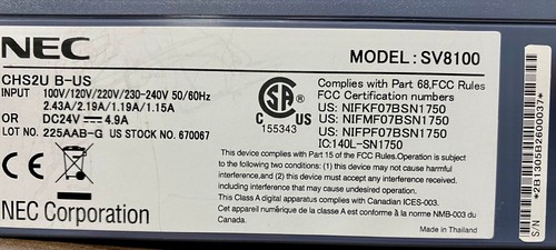 Nec sv8100 chs2u sistema - ,