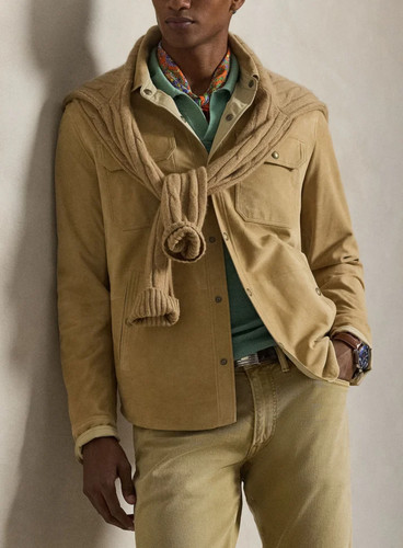 Giacca camicia pelle beige - camicia,
