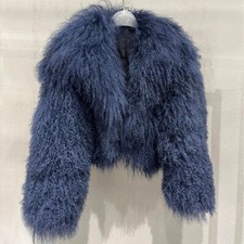 Cappotto corto da donna stile americano con colletto con risvolto vera pelliccia mongola pelliccia di pecora tibetana