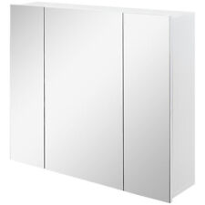 kleankin Armadietto Bagno con 3 Ante Specchiate in Legno Bianco 70x15x60cm