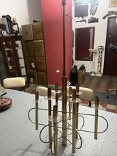 Lampadario Anni 70 Gaetano Sciolari , Ottone Acciaio E Vetro , 8 Luci 