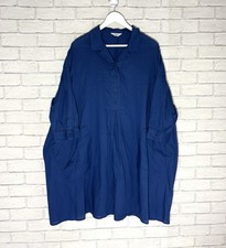 Abito tunica da lavoro cotone brindisi colletto grandi tasche molto leggero UK 12