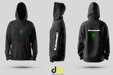 felpa con cappuccio  kawasaki monster nera xs s m l xl 2xl 3xl 4xl 5xl