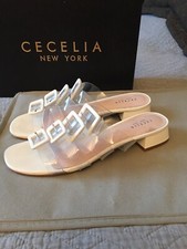 CECELIA NEW YORK LUSSO MULES SANDALI BASSI BIANCO ORIGINAL 9 US 39,5 EUR 6,5 UK