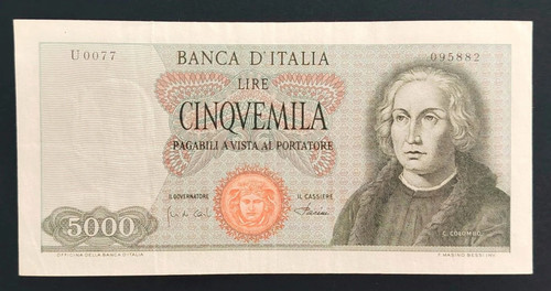 5000 lire colombo tipo - colombo, 1°