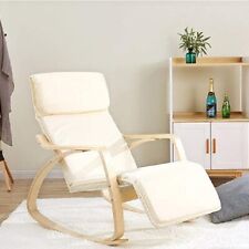 Poltrona a Dondolo in legno di Betulla con Poggiapiedi Regolabile 67x120x90cm Be