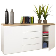 MADIA CREDENZA CONTROMOBILE ANTE CASSETTI 120 CM MODERNO CAPTUR ROVERE BIANCO