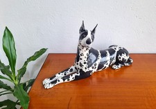 ? Statua Vintage in ceramica, cane stile arlecchino, alano