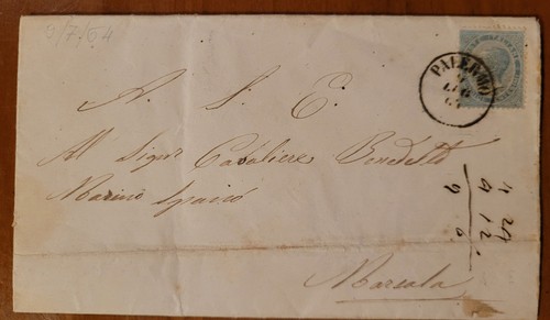 1864 palermo 15 centesimi - 1864,, su
