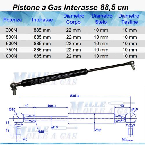 Pistone molla gas interasse - molla, a