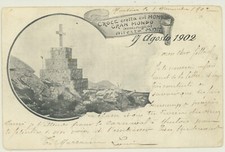 VENTIMIGLIA -IMPERIA -CROCE ERETTA SUL MONTE GRAN MONDO 1902-CARTOLINA