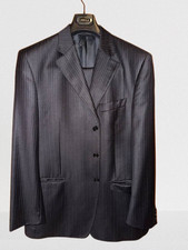 Completo Gessato Nero in Lana - Taglia 54 - Made in Italy