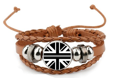 Thin silver line brown - silver, leather