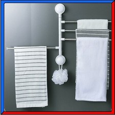Porta Asciugamani Bagno da Parete Muro Adesivo Salvaspazio con 4 Bracci Rotanti