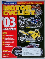 MOTORCYCLIST Motorcycle MAGAZINE 2002 DECEMBER SV1000 DUCATI  GSXR YZF R1 RR