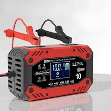 10A Carica Batteria per Auto 12/24V Caricabatterie Auto Completamente Automatico