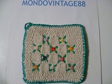 PRESINA VINTAGE ANNI 60 FATTA A MANO ALL'UNCINETTO COTONE 13 X 13 CM TRATTORIA