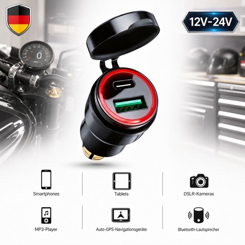 Caricabatteria moto doppio usb - moto,