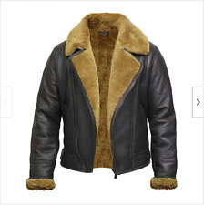 Giacca Bomber da Volo Marrone RAF Aviator Uomo B4 Pelle di Pecora Vera Shearling