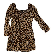 SHEIN Vestito abito leopardato maniche lunghe donna ragazza taglia XL