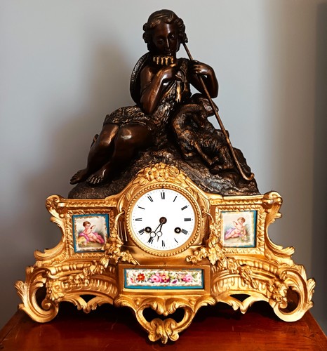 Antique french figural mantel - antique,