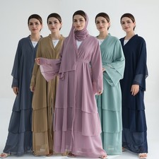 Cardigan kimono Dubai chiffon aperto abaya ragazza donna vestito musulmano volant Turchia