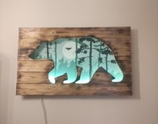 Wooden Luminous Bear For Wall