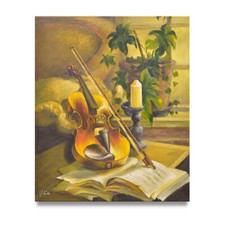 NY Art - Bellissimo violino Stradivari 20x24 dipinto olio su tela originale