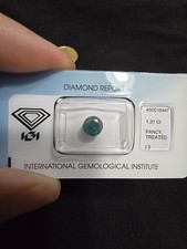 diamante certificato Blosterato igi 1.31 Ct. Fancy Blue Green Color Prezzo Affar