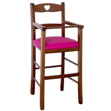 Seggiolone in legno noce scuro con seduta similpelle lilla