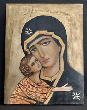 Icona XX Secolo Legno Dipinto A Mano Doratura