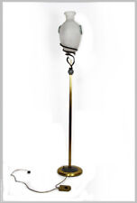  LAMPADA DA TERRA VINTAGE IN OTTONE FERRO ANFORA IN VETRO SATINATO VASO H 182 