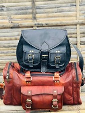 Uomo Pelle Cuoio Fiore Duffle