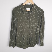 Camicia Hush donna 8 verde stampa stelle bottoni davanti vestibilità rilassata boho casual top