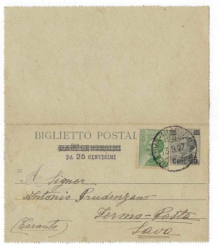 Intero biglietto postale - intero,