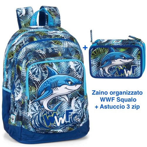 Zaino organizzato wwf - zaino, squalo