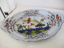 PIATTO FAENZA CACF  GAROFANO OVALE VINTAGE CERAMICA  grande  dipinto a mano