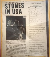 STAMPA D'EPOCA TESTO CANZONE PAINT IT BLACK ROLLING STONES 1966 COME FOTO