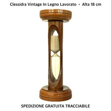 CLESSIDRA DA TAVOLA • Vintage In Legno Naturale Lavorato • Funzionante