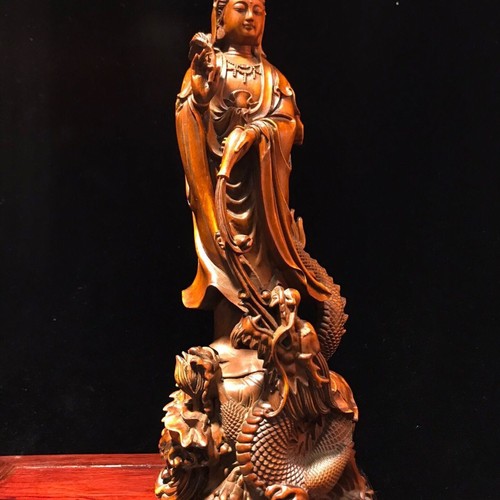 Statua yulong kuanyin legno - statua,