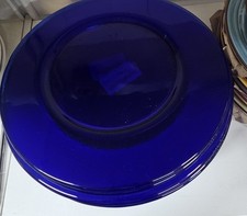 10 Piatti/Sottopiatti Vetro Blu 31cm