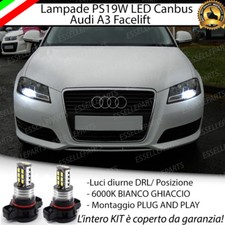 COPPIA LUCI DIURNE DRL 15 LED PS19W CANBUS AUDI A3 8P FACELIFT 6000K NO ERROR