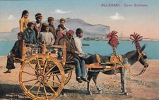 CARTOLINA  RIPRODUZIONE DA ORIGINALE PALERMO SICILIA CARRO SICILIANO NON VIAGG.