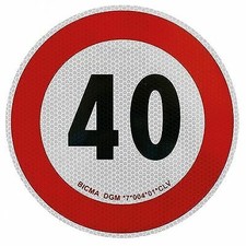 DISCO ADESIVO LIMITE DI VELOCITÀ 40 KM/H OMOLOGATO RIMORCHIO CARRELLO CAMION