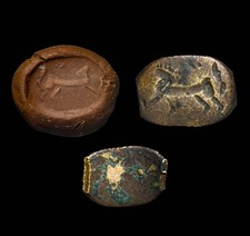 Antico Sigillo Bronzo Vicino Oriente Leone a Passo Babilonia Antichità Neo-Babilonese